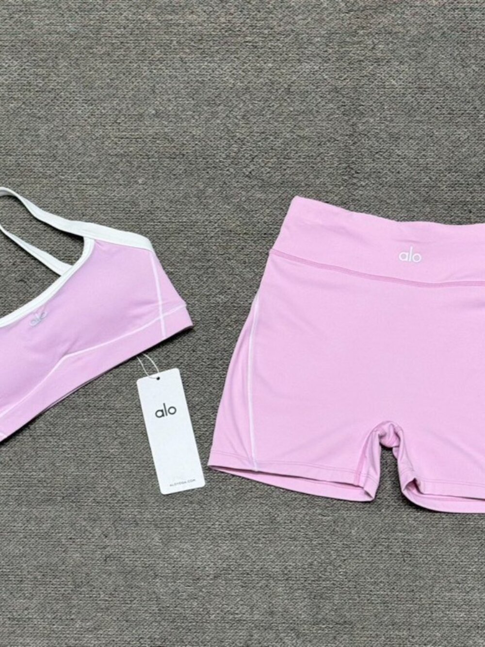 ALO Pink Tank Top & Stretch Shorts — Size S - Picture 3 of 4